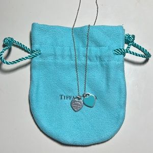 Tiffany Blue Double Heart Tag Pendant in Silver, Mini